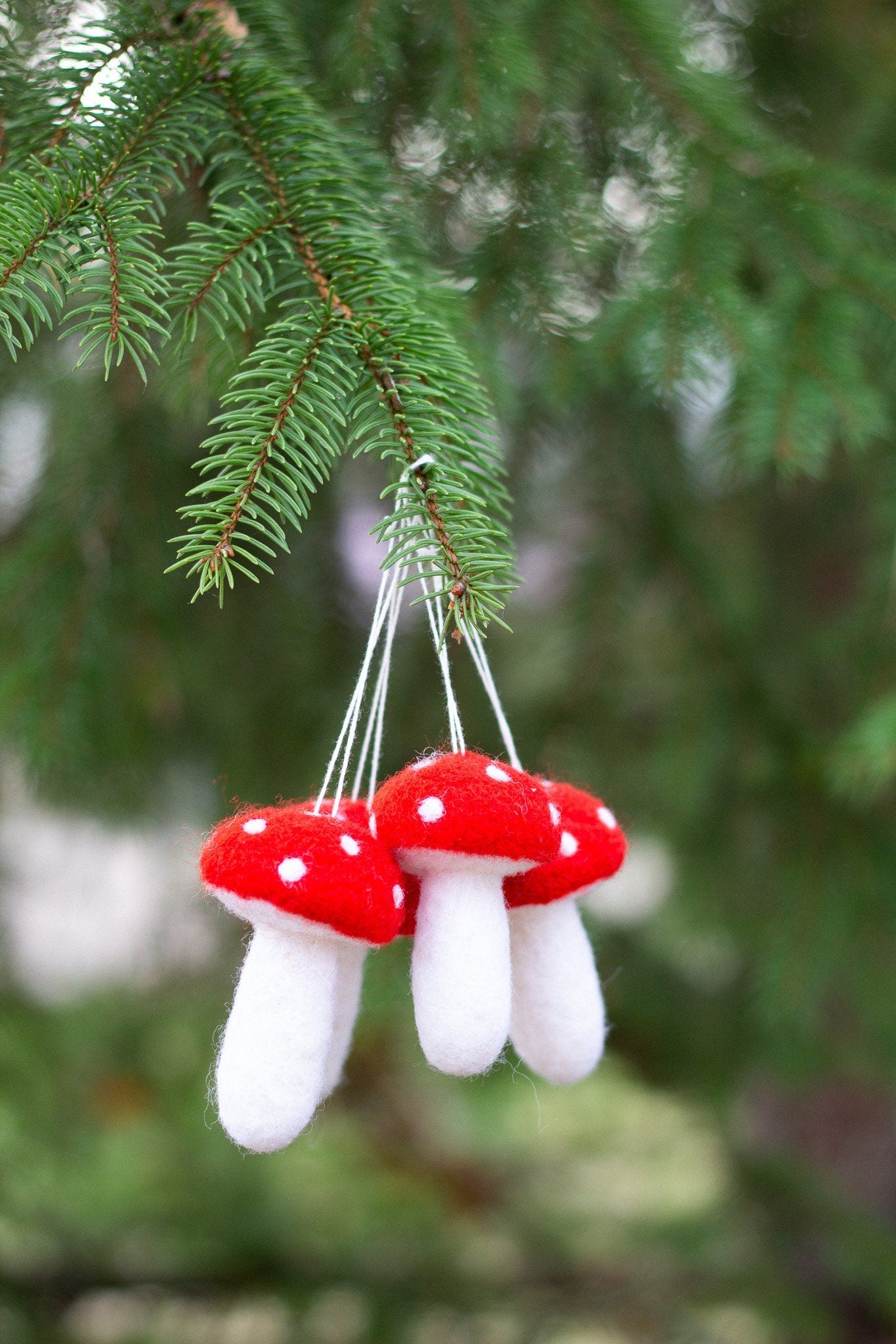 Felted Mushroom Christmas Ornament - WoollyFox